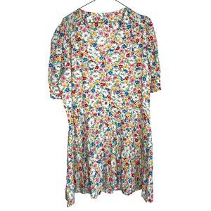 Vintage 80s Floral Above the Knee Dress Size L